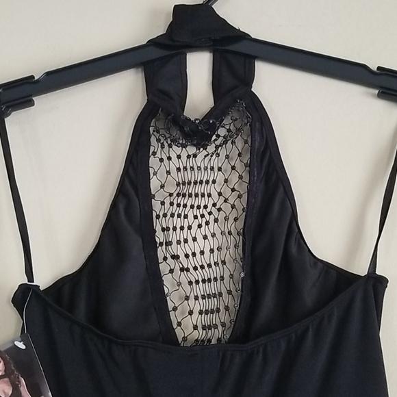 Dreamgirl Halter Rhinestone Net Mini Dress & Thong - Picture 10 of 16